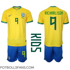 Brasilien Richarlison #9 Replika Hemmatröja Barn VM 2022 Kortärmad (+ Korta byxor)